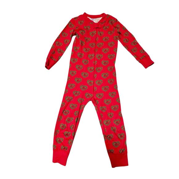 Hanna Andersson Organic Cotton Heart Print Holiday Sleeper Size 3 - Picture 1 of 6